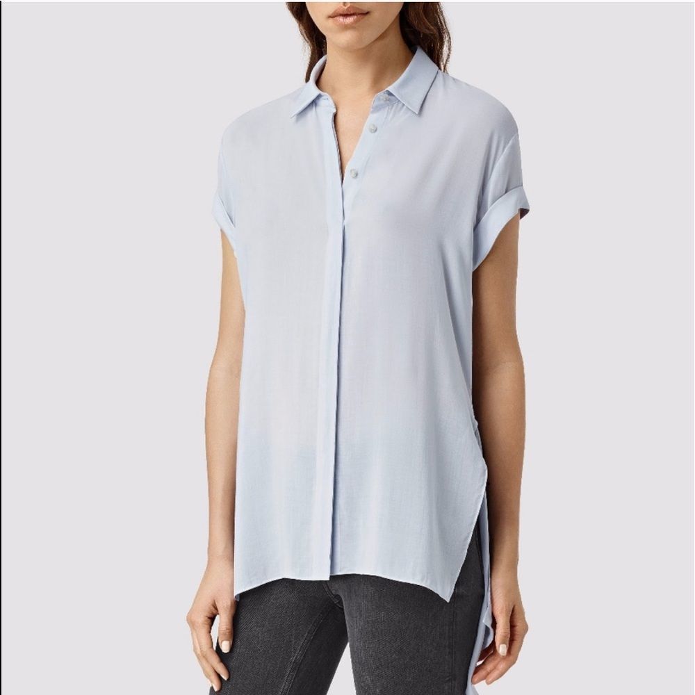 All Saints Cheyne Shirt Cuffed Sleeve Side Slits